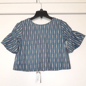☀️ NWT Kopal Dee Dee Blue Ikat Crop Top Sz S